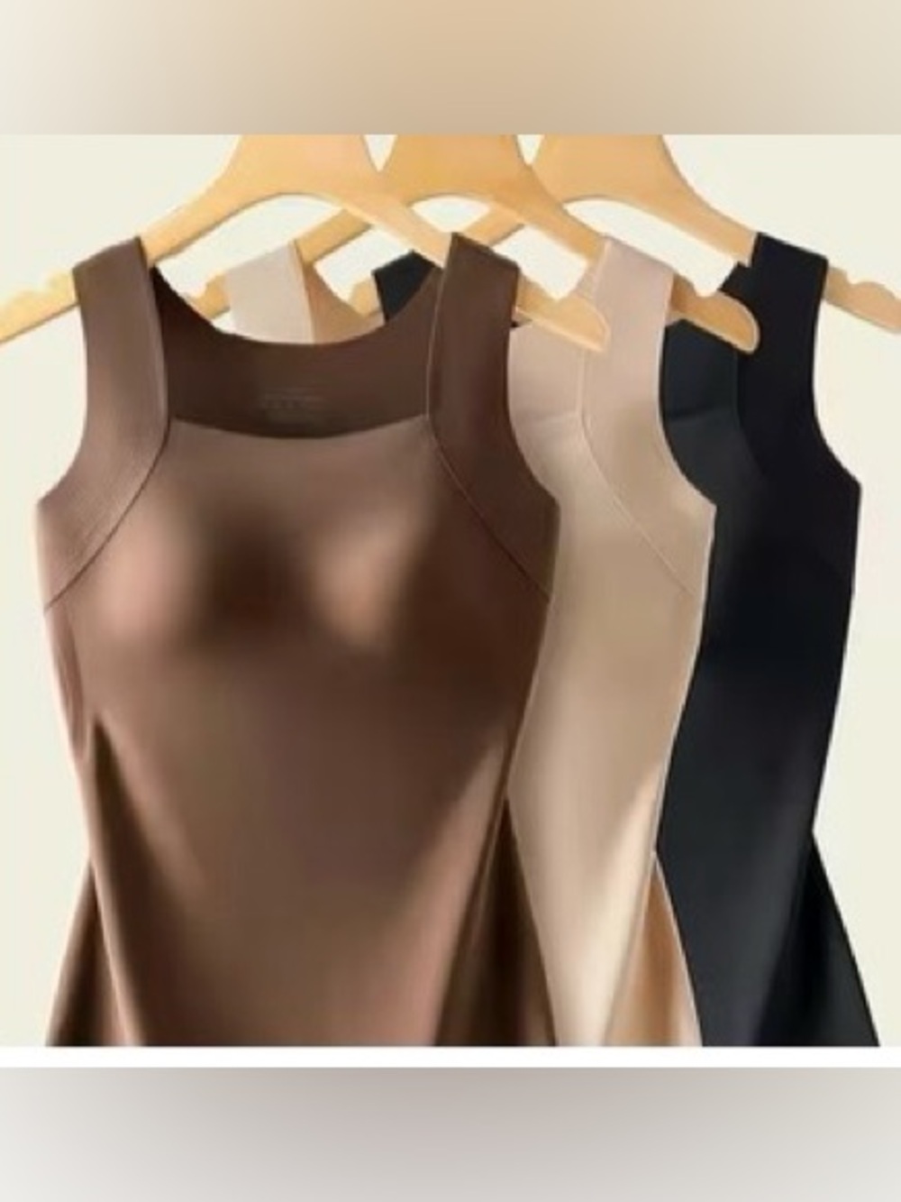 Sleek Stretch Tank Top - Brown, Cream, Black (set of 3)